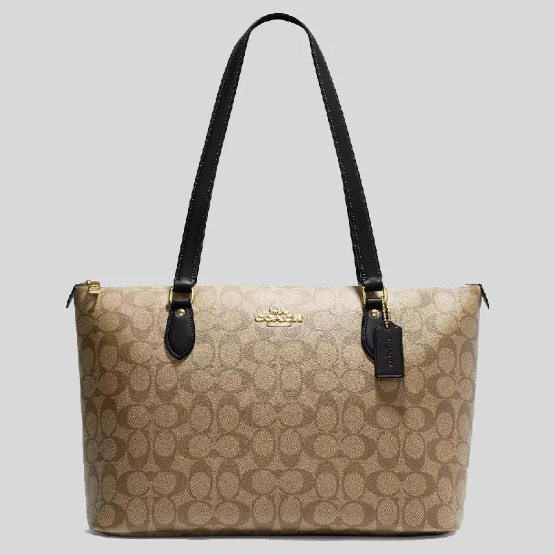 Coach Borough bags with a removable interior organizerCOACH Gallery Tote Bag In Signature Canvas Khaki/Black CS187