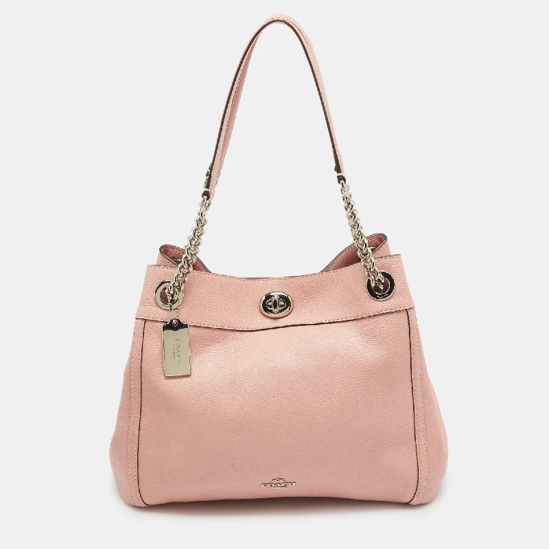 Coach handbags with a beaded trim for a glamorous and elegant lookPink Leather Edie Shoulder Bag