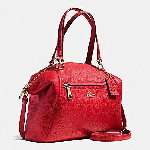 Coach bags with a back - zip pocket for storing valuables securelyCoach prairie leather handbag bag Style 58874 true red new