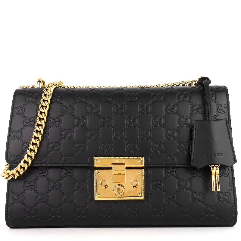 Women Gucci bags with a zippered interior pocketPadlock Medium Guccissima Leather Bag