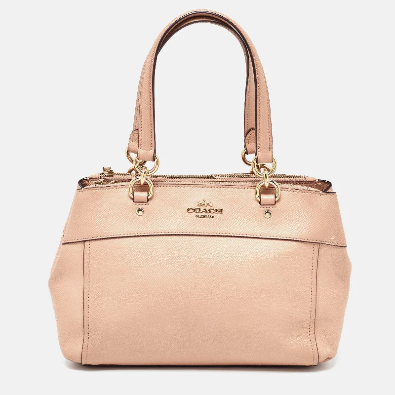 Medium - sized Coach shoulder bags in rich, deep colors for a sophisticated appearancePeach Leather Mini Brooke Carryall Satchel