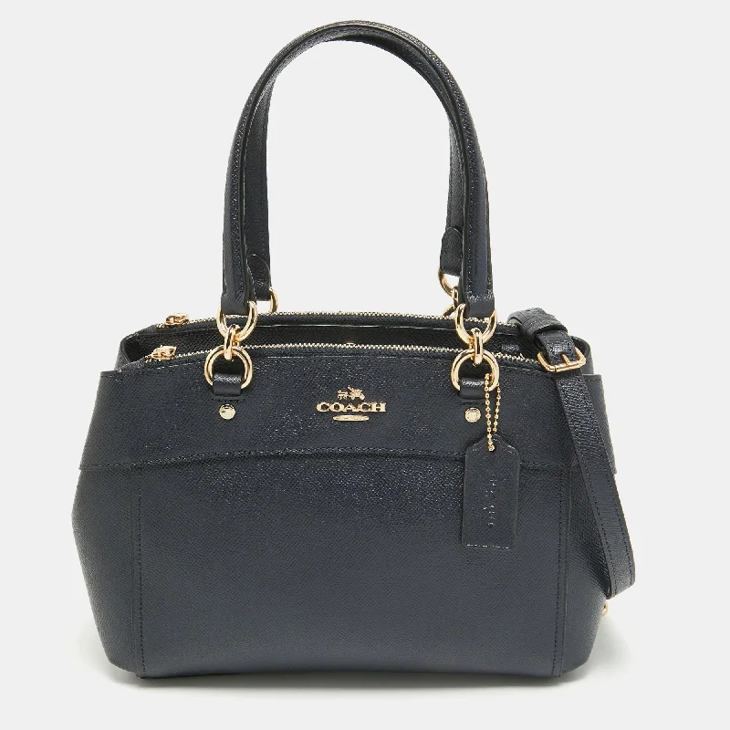 Coach crossbody bags with a keychain holder for practicalityNavy Blue Leather Mini Brooke Carryall Satchel