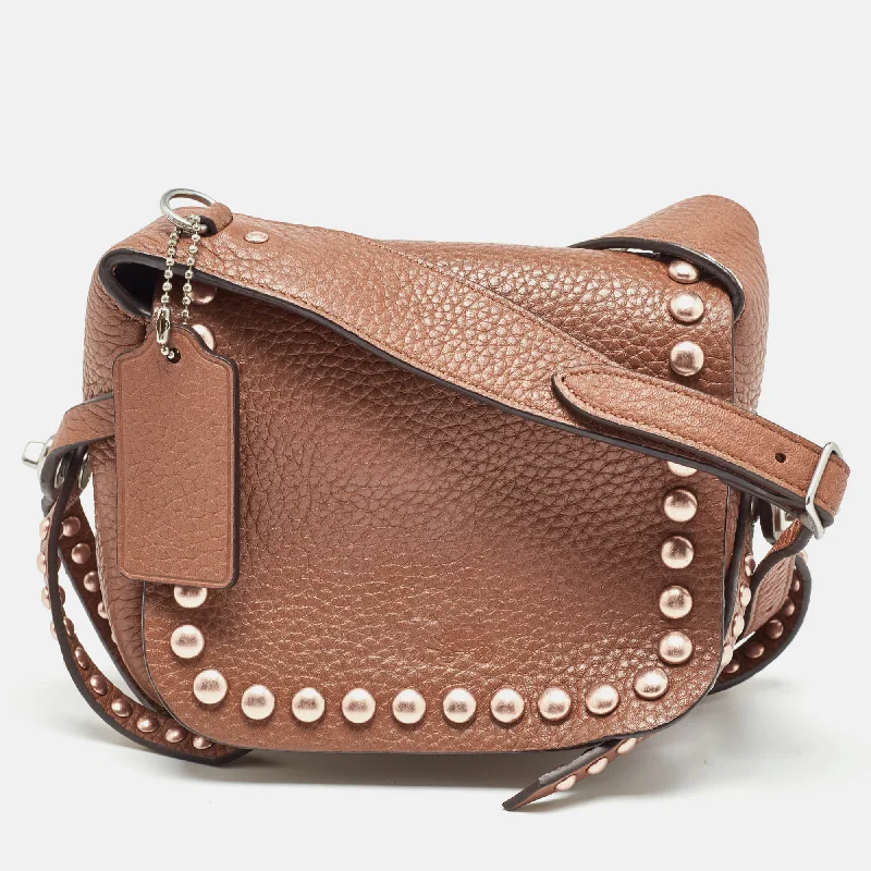 Coach tote bags with a printed Coach logo for brand visibilityBrown Leather Rivets Dakotah Crossbody Bag