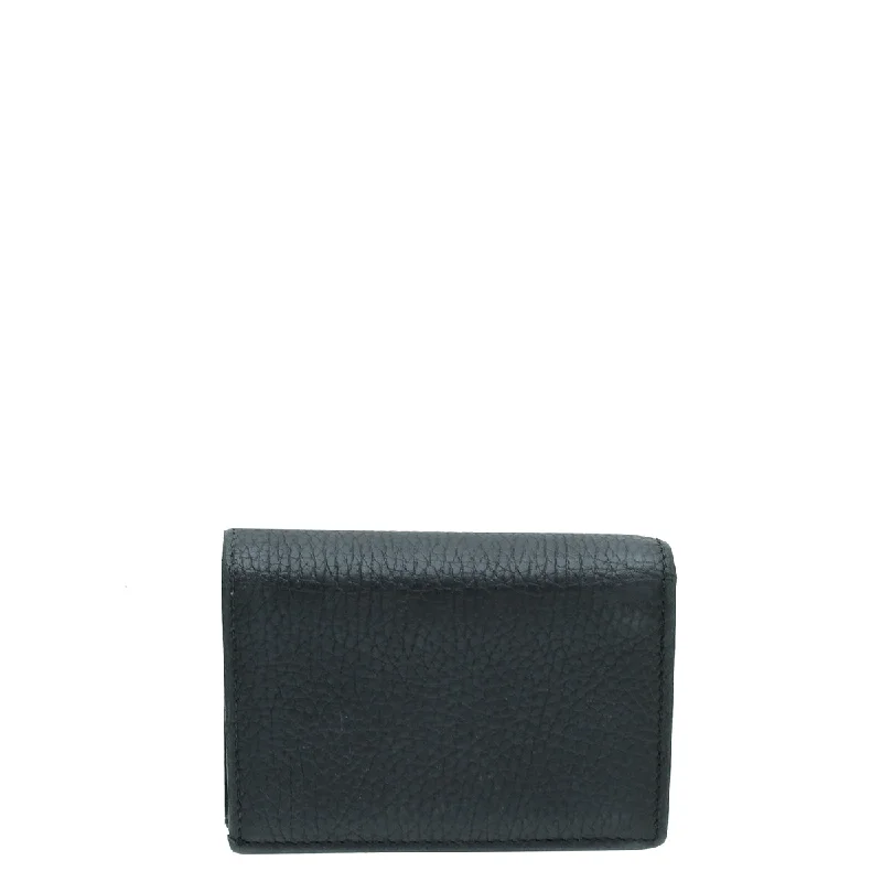 Women Gucci bags with a zip - around closure for securityGucci Black GG Marmont Card Case Wallet