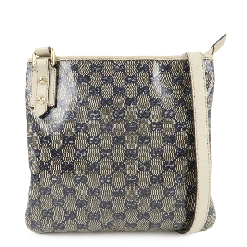 Gucci backpacks for women with a multi - pocket designGUCCI Crystal GG Canvas Leather Shoulder Bag *Outlet 257246