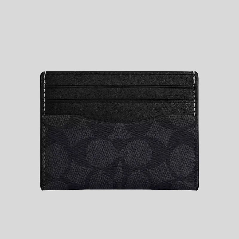 Coach Tabby bags with a classic turnlock closure for a timeless styleCOACH Slim Id Card Case In Signature Canvas Charcoal/Black CW366