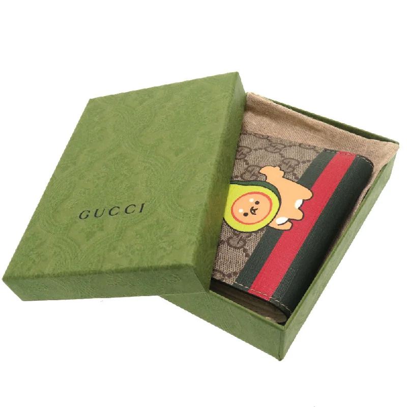 Women Gucci bags with a zippered interior pocketGUCCI Bifold Wallet 736758 GG Supreme, Leather beige Compact Wallet Animal Print Women Used