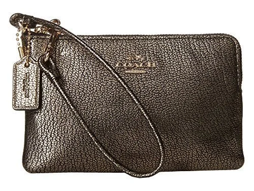 Coach Rogue bags with a monogram - embossed leather surfaceCOACH Women's Box Program Smooth Corner Zip LI/Gold Clutch