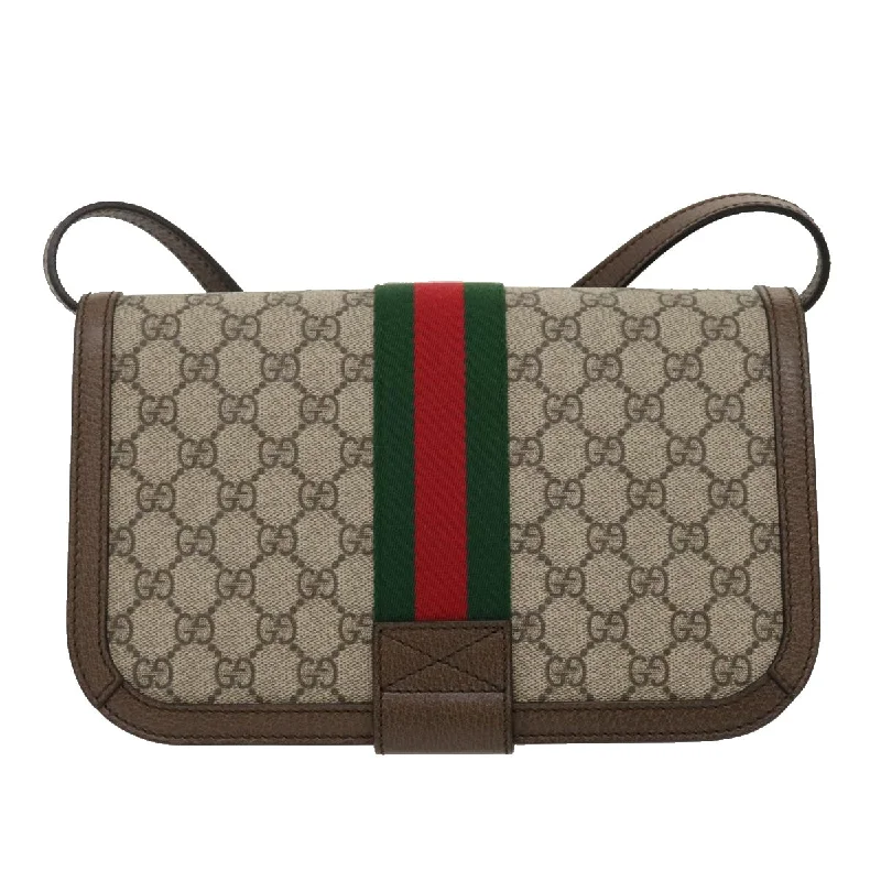 Gucci tote bags for women with a spacious interiorGUCCI GG Supreme Ophidia Web Sherry Line Shoulder Bag Beige  29884A