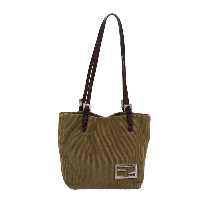 Fendi tote bags with a solar - powered charging panel for eco - friendly chargingFENDI Hand Bag Corduroy Brown  ep4793