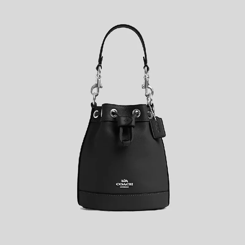 Coach Rogue bags with a detachable shoulder strap for versatile carryingCOACH Mini Bucket Bag Black CR144