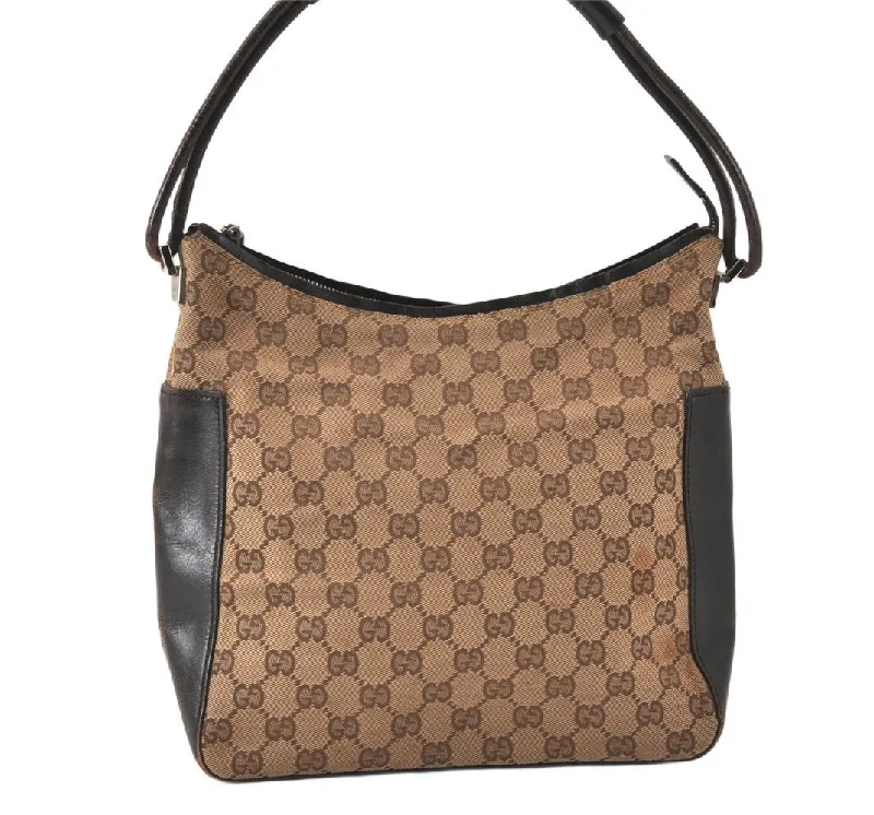 Gucci tote bags for women with a spacious interiorAuthentic GUCCI Vintage Shoulder Hand Bag GG Canvas Leather 0013766 Brown 6531K