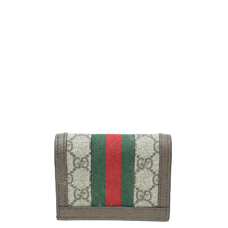 Women Gucci crossbody bags with a woven leather strapGucci Bicolor GG Supreme Ophidia Card Case