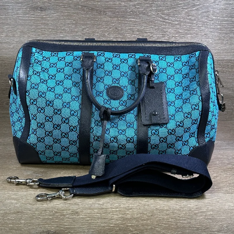 Ladies Gucci shoulder bags with a single - handle designGucci GG Quilted Canvas Duffle Bag - Blue