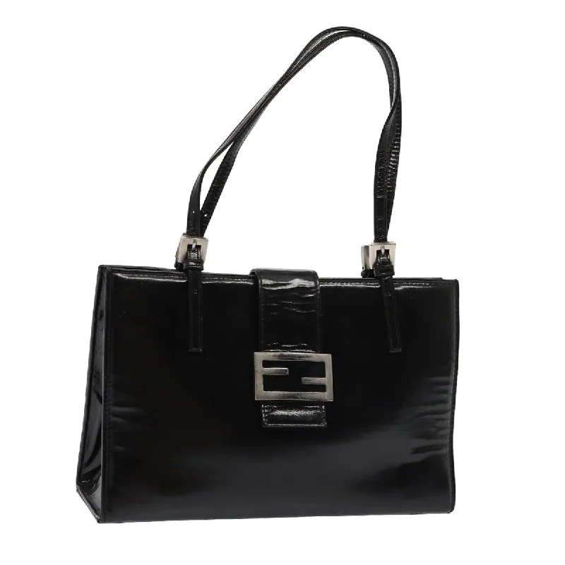 Fendi bags with a detachable sunglass holder for easy access to eyewearFENDI Hand Bag Enamel Black  79573