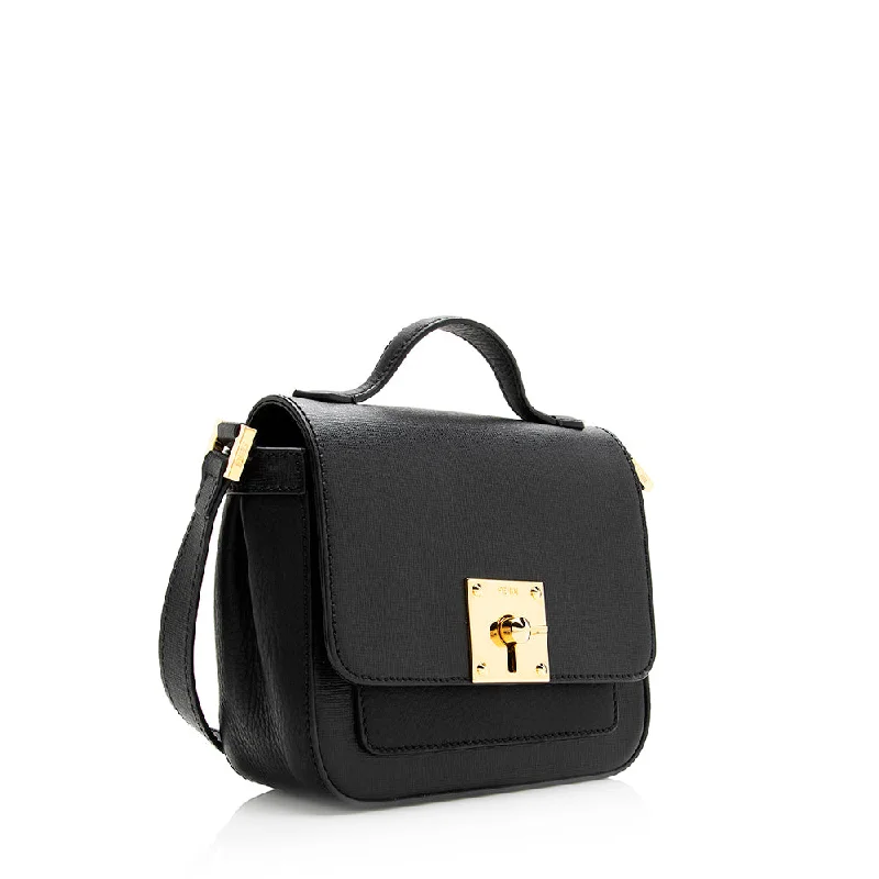 Ladies Fendi Peekaboo bags with a hand - stitched leather handle for artisanal charmFendi Leather Borsa Mini Crossbody Bag (SHF-19852)