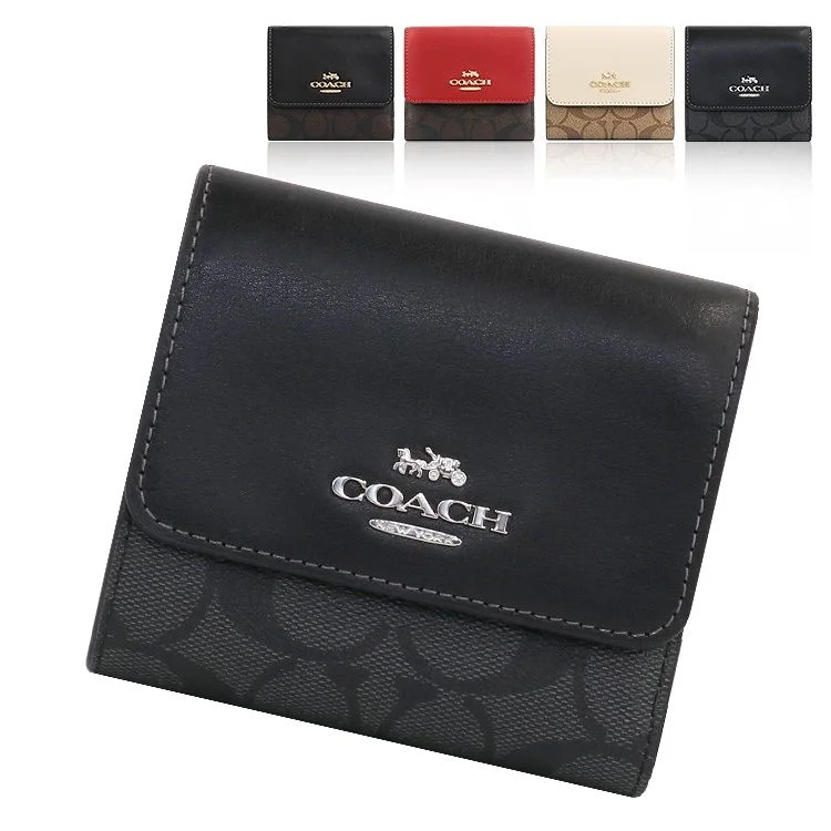 Coach handbags with a metal - framed clasp for durability and styleCoach Trifold Signature Wallet