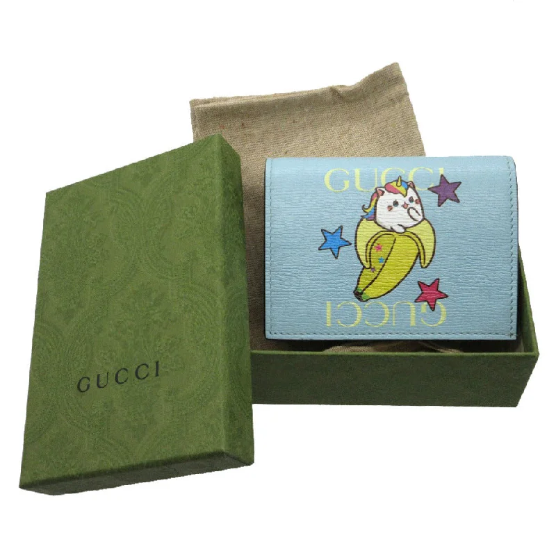 Women Gucci backpacks with a luxurious leather finishGUCCI Bifold Wallet 701009 leather blue bananya banana Women Used