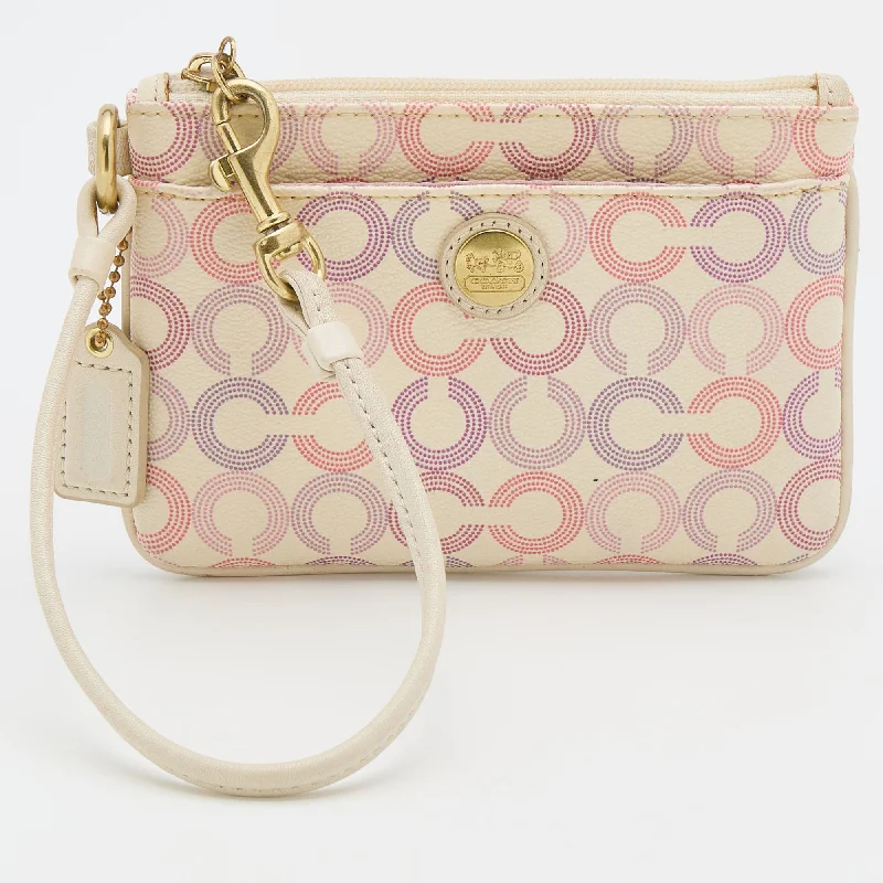 Coach bags with a front - zip pocket for small items like keys and cardsMulticolor Coated Canvas Clutch Bag