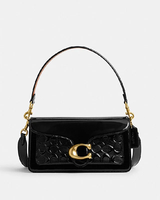 Coach Borough bags with a structured silhouette and a magnetic - snap closureCoach Tabby Shoulder Bag In Signature Leather Black