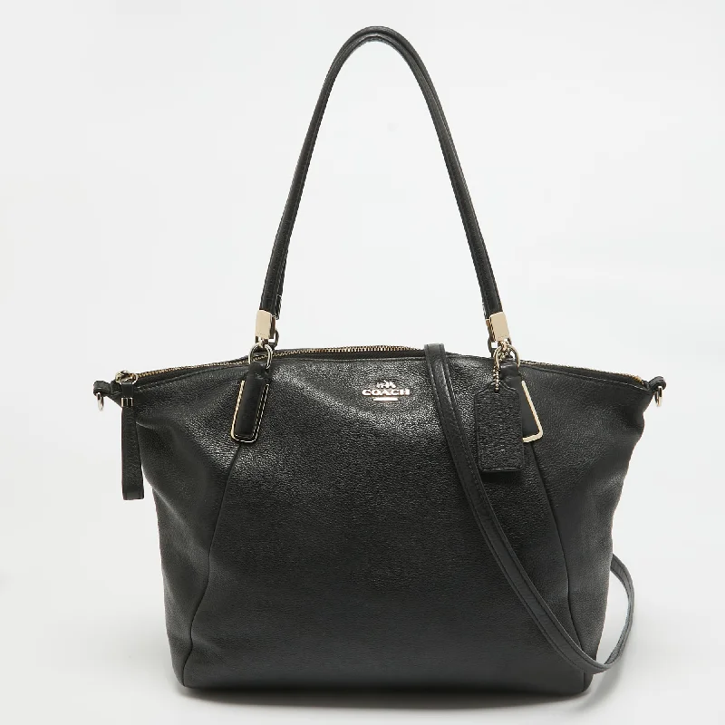 Coach bags with a front - zip pocket for small items like keys and cardsBlack Leather Kelsey Satchel