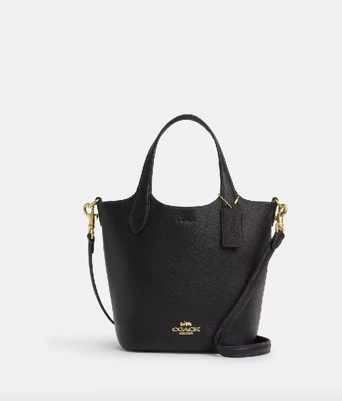 Coach handbags with a metal - framed clasp for durability and styleCoach Hanna Bucket Bag In Black