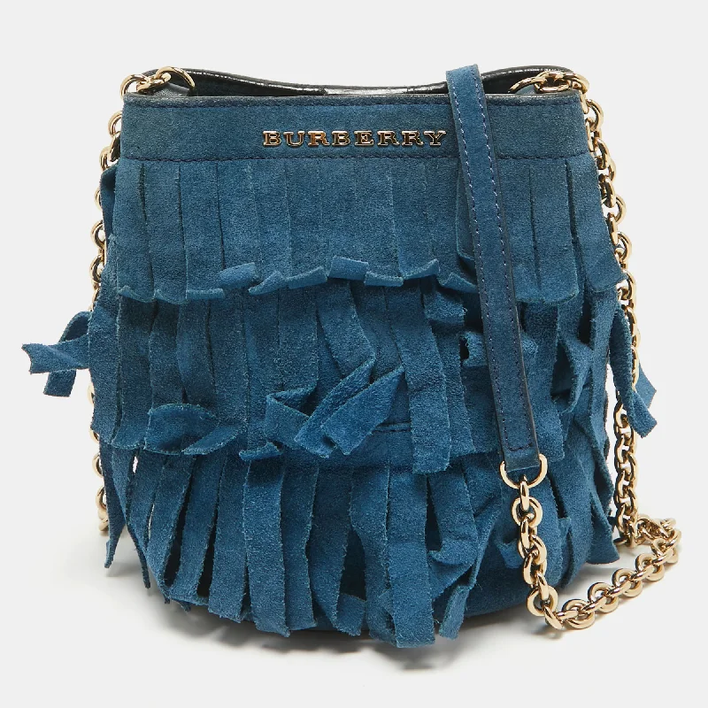 Affordable Replica - Looking Burberry BagsBlue Suede Mini Fringe Bucket Bag