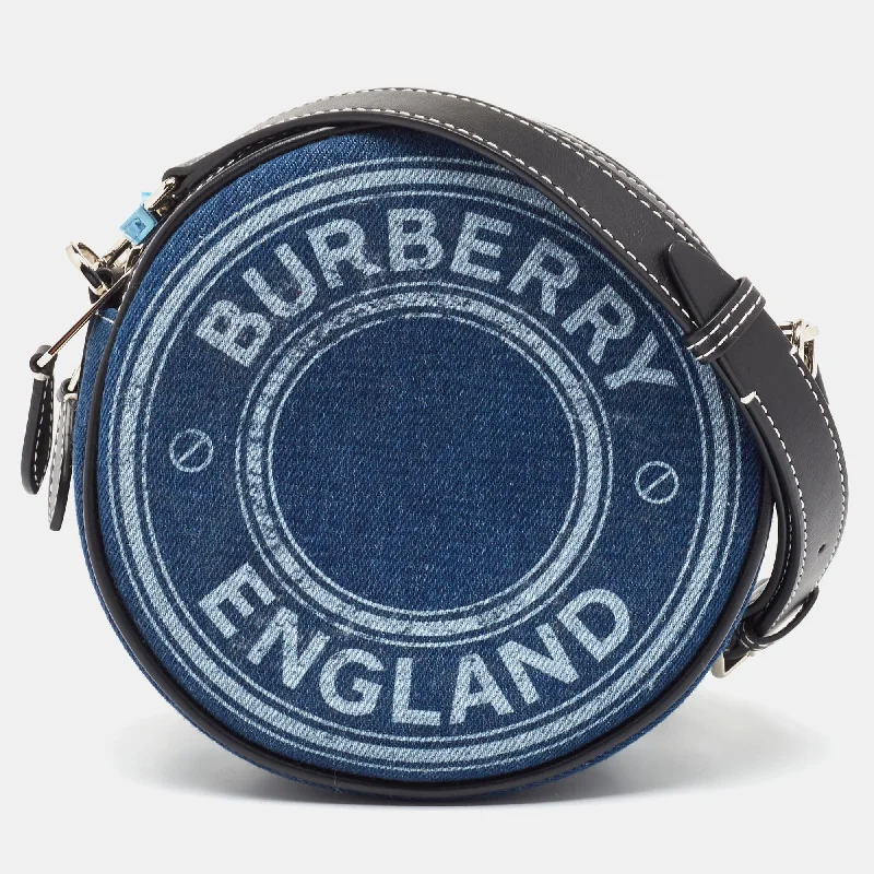 Burberry Bags with Chain Straps for a Chic VibeBlue/Black Denim and Leather Louise Round Crossbody Bag