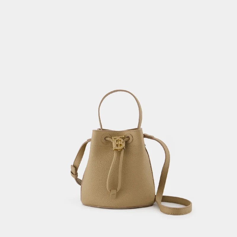 Two - Tone Burberry Bags for a Modern AestheticDrawstring Bucket Hobo Bag - Burberry - Cotton - Beige