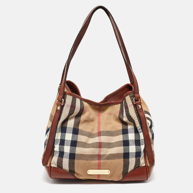 Waterproof Burberry Bags for Outdoor AdventuresBrown Leather, Canvas Canterbury Totes