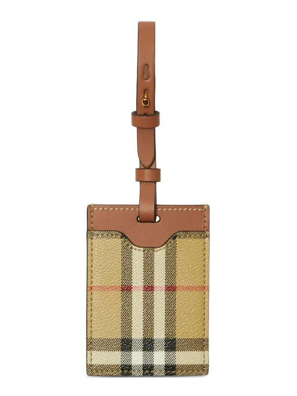 Metallic Finish Burberry Bags for a Glam LookWomen's Check Motif Leather Luggage Tag in Beige | Size UNI | 8073976A7026