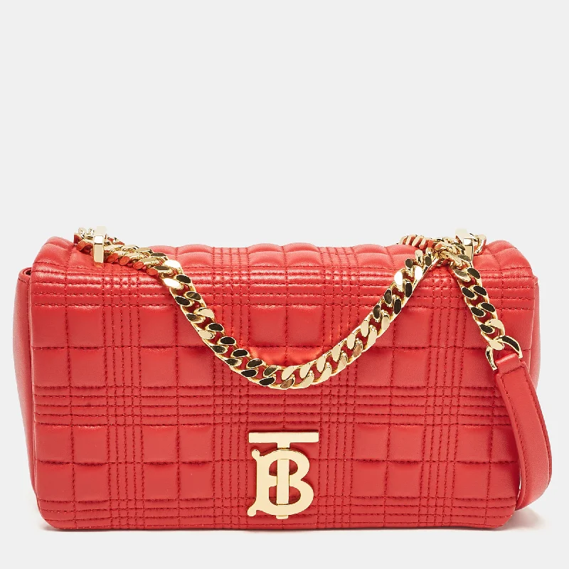 Sporty Burberry Bags for Athletic ActivitiesRed Quilted Leather Small Lola Chain Shoulder Bag