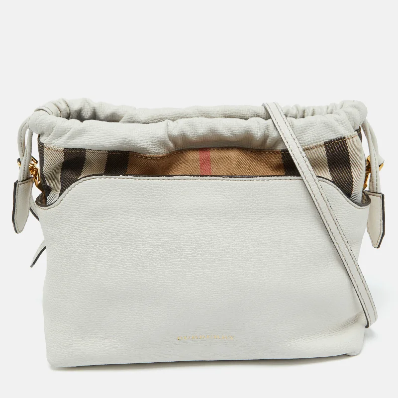 Statement - Making Oversized Burberry BagsOff White/Beige House Check Canvas and Leather Little Crush Crossbody Bag