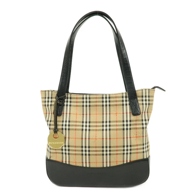 Burberry Bags with Interior Organizers for Easy SortingBURBERRYS Canvas Leather Nova Plaid Tote Hand Bag Beige Brown