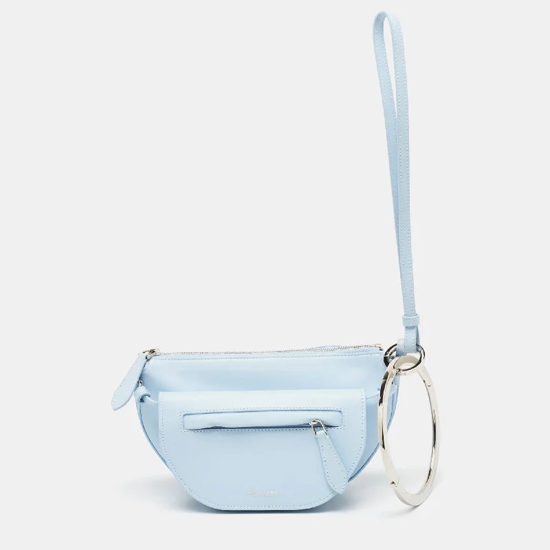 Trendy Burberry Hobo Bags for Casual WearPale Blue Leather Mini Double Olympia Clutch