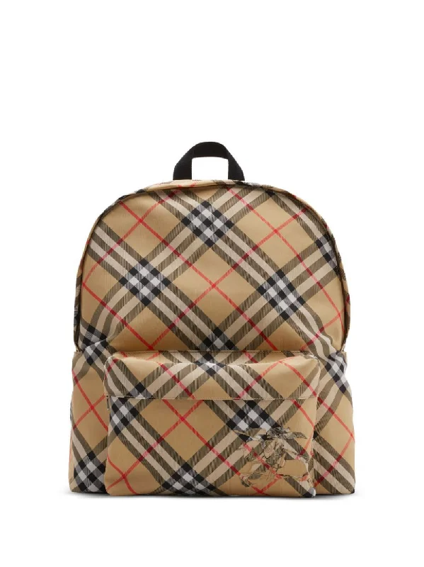 High - Quality Burberry Leather Shoulder BagsMen's Check Backpack in Nude & Neutrals | Size UNICA | 8091312