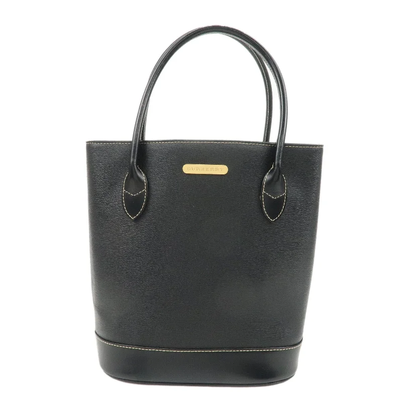 Foldable Burberry Shopping Bags for ConvenienceBURBERRY Logo Leather Tote Bag Hand Bag Black