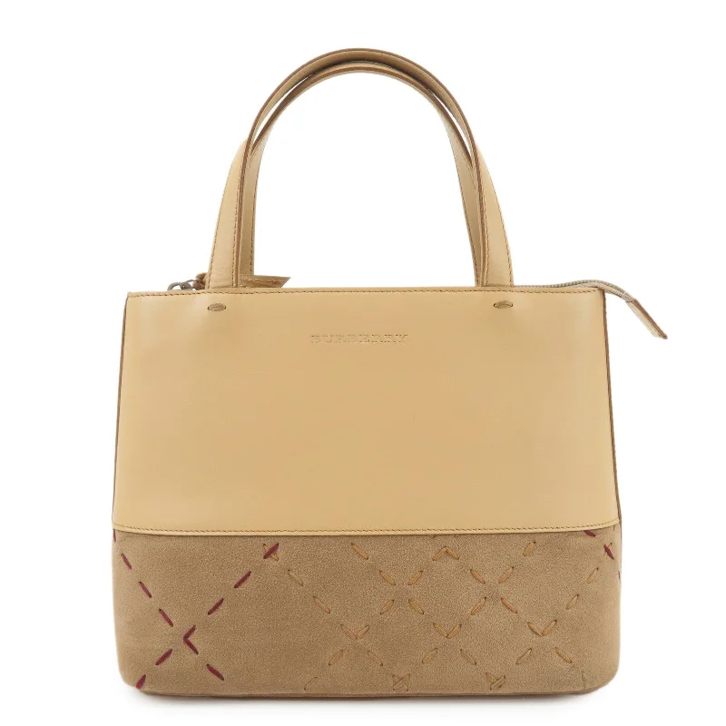 Artistic Print Burberry Bags for Art LoversBURBERRY London Leather Suede Tote Bag Hand Bag Beige