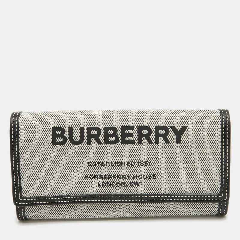 Sporty Burberry Bags for Athletic ActivitiesBlack/White Canvas and Leather Halton Continental Wallet