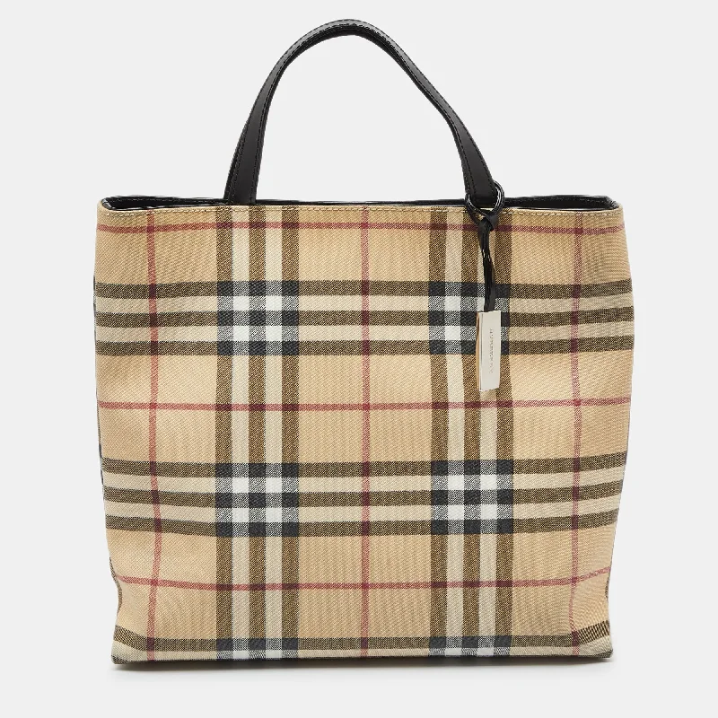 Waterproof Burberry Bags for Outdoor AdventuresBeige House Check PVC and Patent Leather Tote