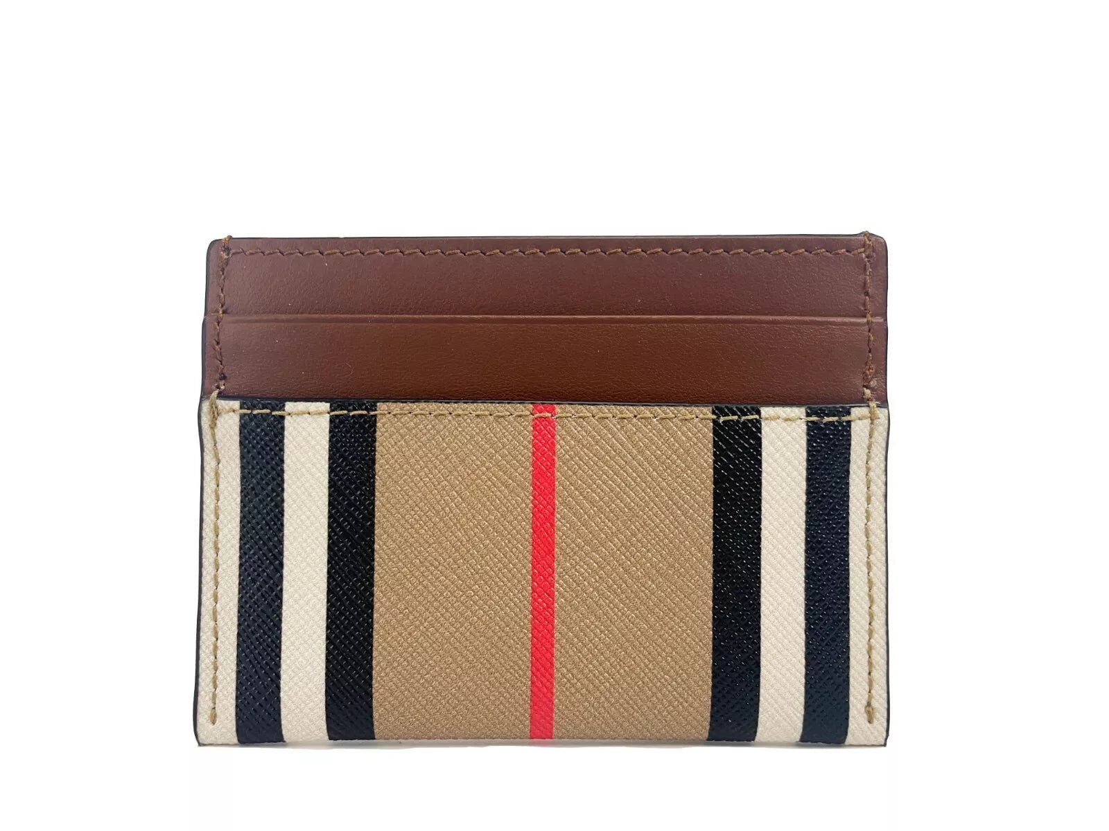 Miniature Burberry Crossbody Bags for Evening OutBurberry Sandon Tan Canvas Check Printed Leather Slim Card Case Wallet