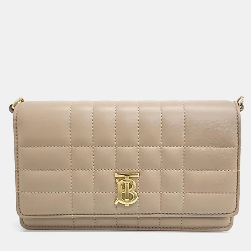 Dark - Hued Burberry Bags for a Sophisticated LookBeige Quilted Chain Crossbody Bag