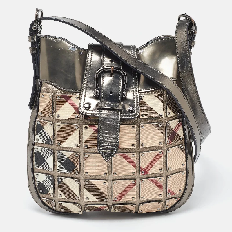 Sparkling Sequined Burberry Bags for PartiesBeige/Metallic Nova Check PVC and Leather Crossbody Bag