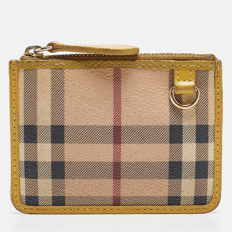 Pattern - Mixing Burberry Bags for a Fashion - Forward LookBeige/Yellow House Check PVC and Leather Zip Card Holder