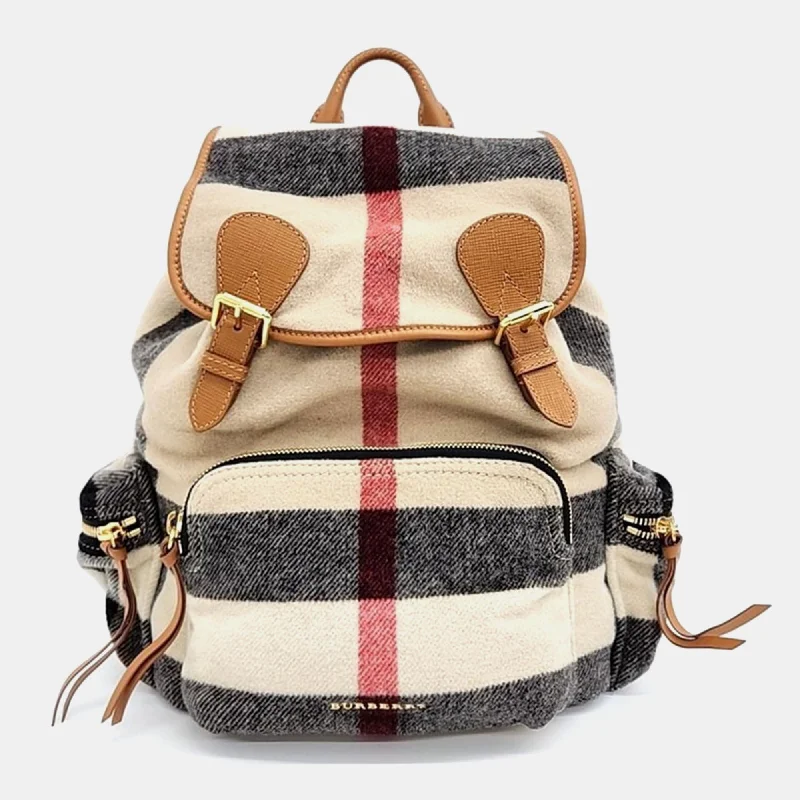 Functional Burberry Diaper Bags for New MomsMulticolour Wool and Leather  Rucksack Backpack