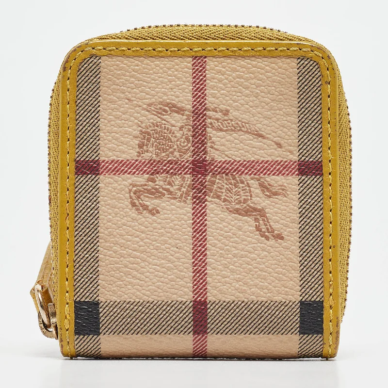 Burberry Bags with Detachable Straps for CustomizationBeige/Yellow Haymarket Check PVC and Leather Coin Purse