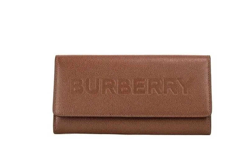 Light - Colored Burberry Bags for Spring and SummerBurberry Porter Tan Grained Leather Embossed Continental Clutch Flap Wallet Brown