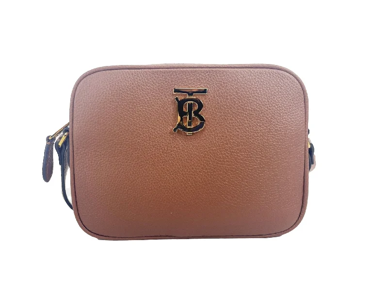 Compact Burberry Clutch Bags for WeddingsBurberry Small Leather Tan Camera Crossbody TB Logo Bag