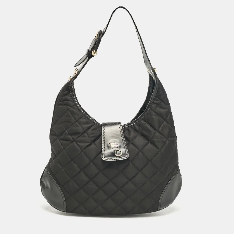 Burberry Bags with Adjustable Shoulder Straps for ComfortBlack Quilted Nylon Brooke Hobo