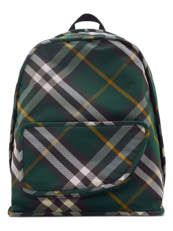 Adjustable Strap Burberry Messenger BagsMen's Check Motif Nylon Backpack in Green | Size UNI | 8080679B8636